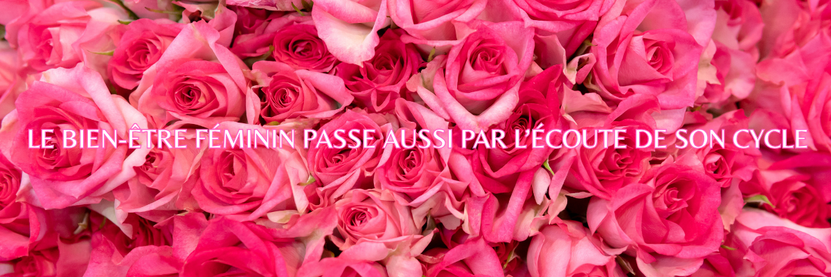 prendre-soin-de-soi-en-douceur-bien-etre-feminin-cbd Bandeau floral rose autour du bien-être féminin et du CBD dans une approche douce